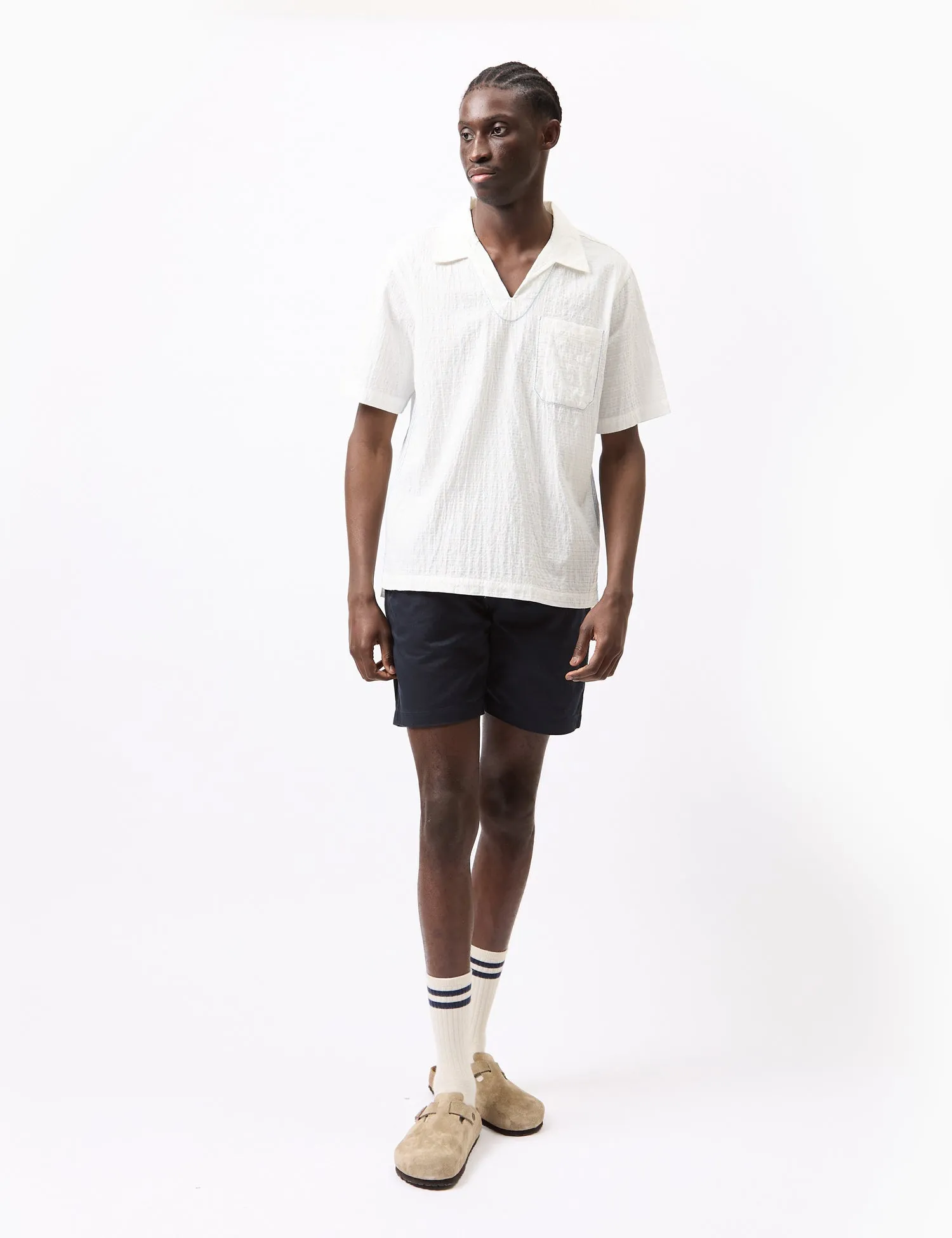 Universal Works Overhead Shirt (Dolly Stripe) - Ecru sold by Article London product image thumbnail 3