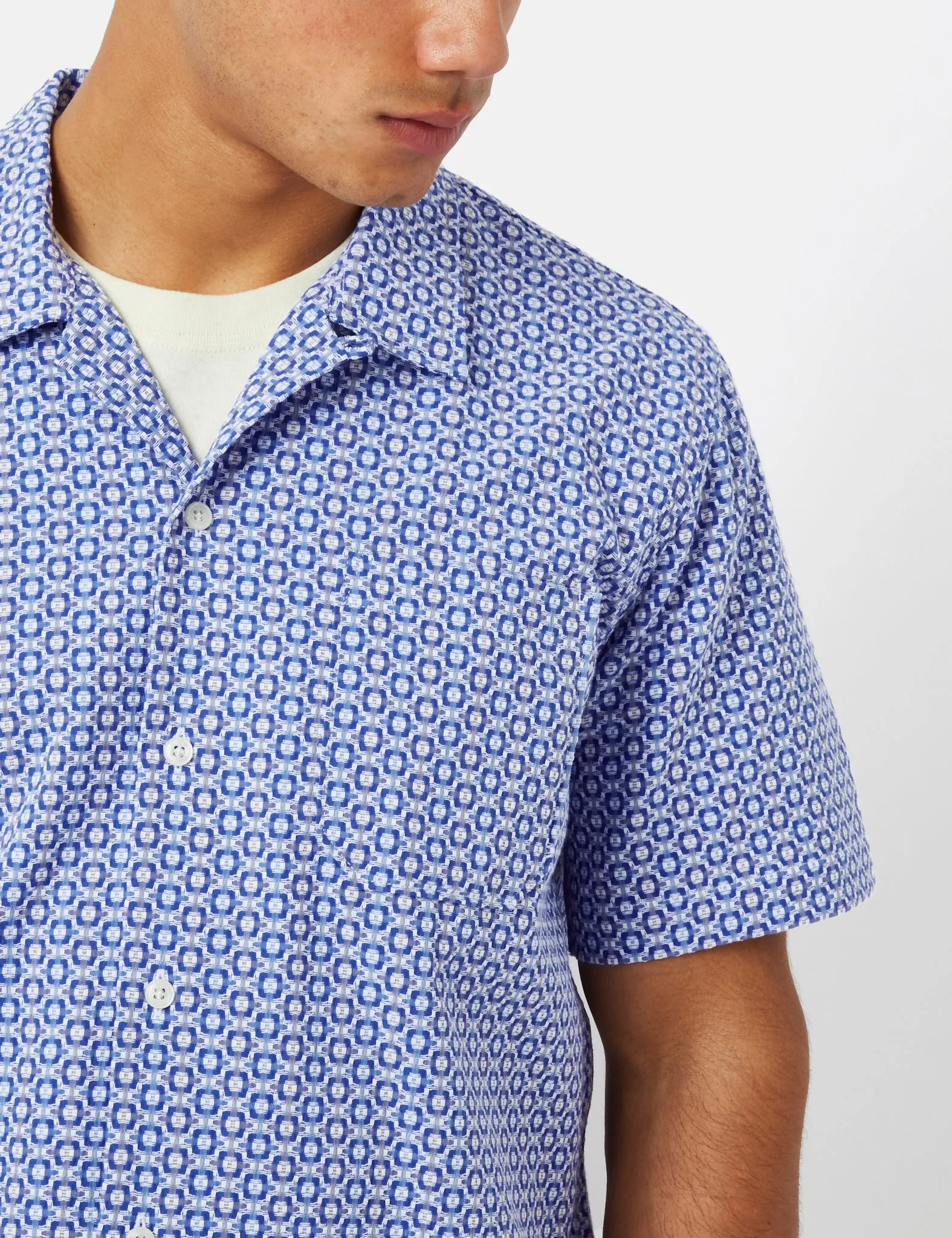 Universal Works Road Shirt (Summer Check) - Blue sold by Article London product image thumbnail 2