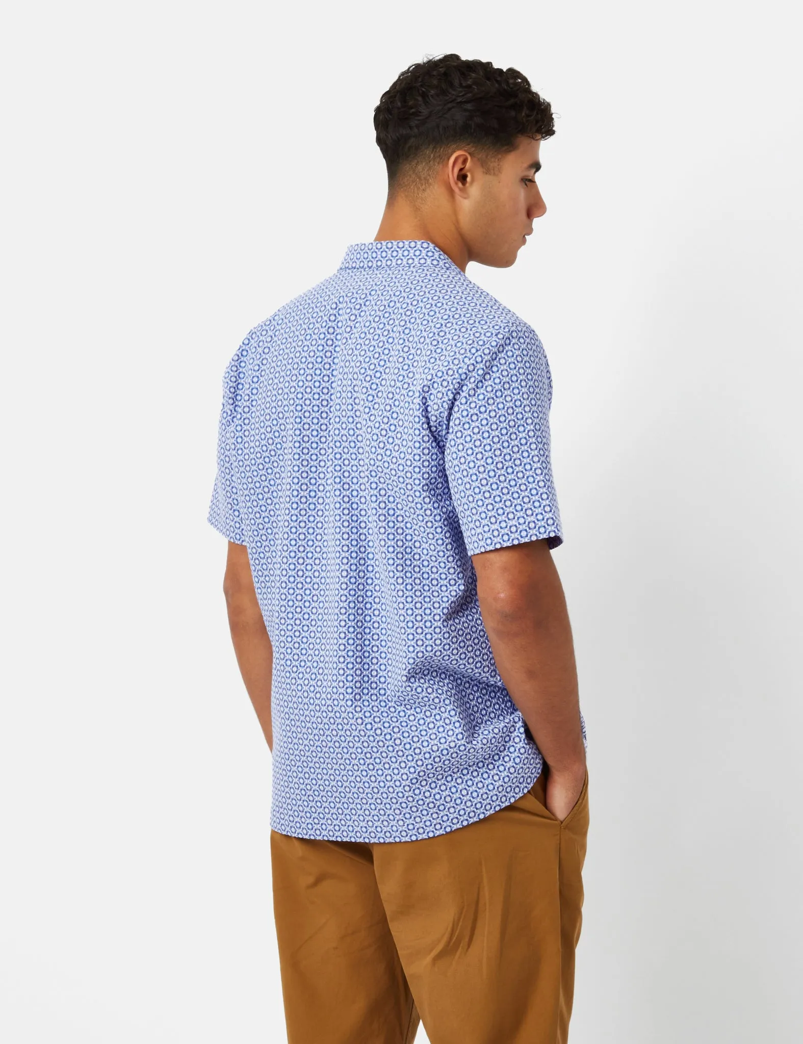 Universal Works Road Shirt (Summer Check) - Blue sold by Article London product image thumbnail 3