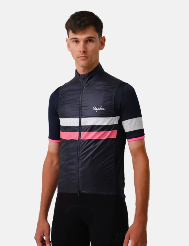 Rapha Men's Brevet Gilet - Dark Navy/Hi-Vis Pink/White sold by Article London