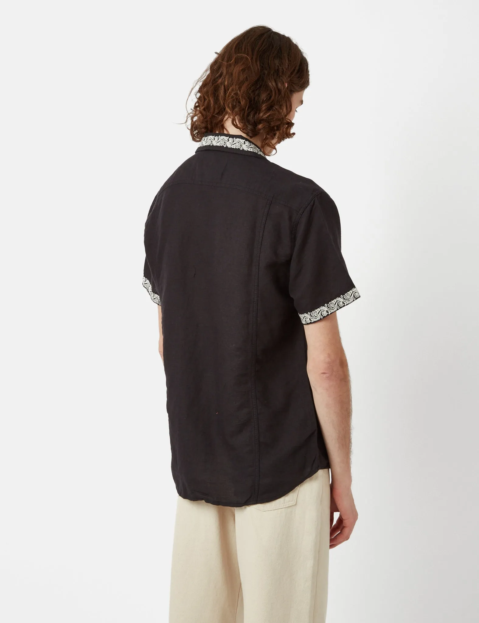 Corridor Hamsa Floral Short Sleeve Linen Shirt - Black sold by Article London product image thumbnail 4