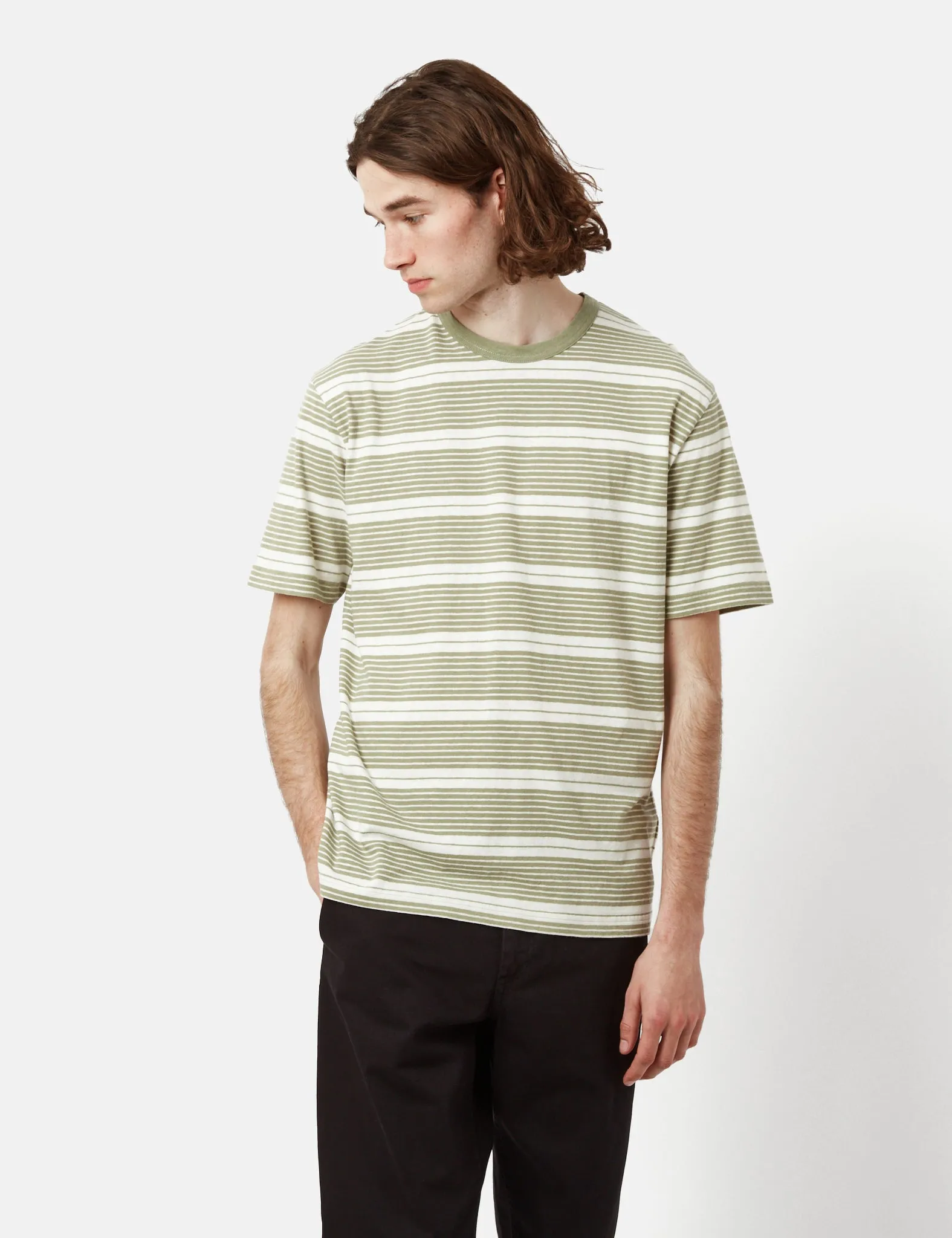 Norse Projects Johannes Stripe T-Shirt - Sunwashed Green sold by Article London product image thumbnail 4