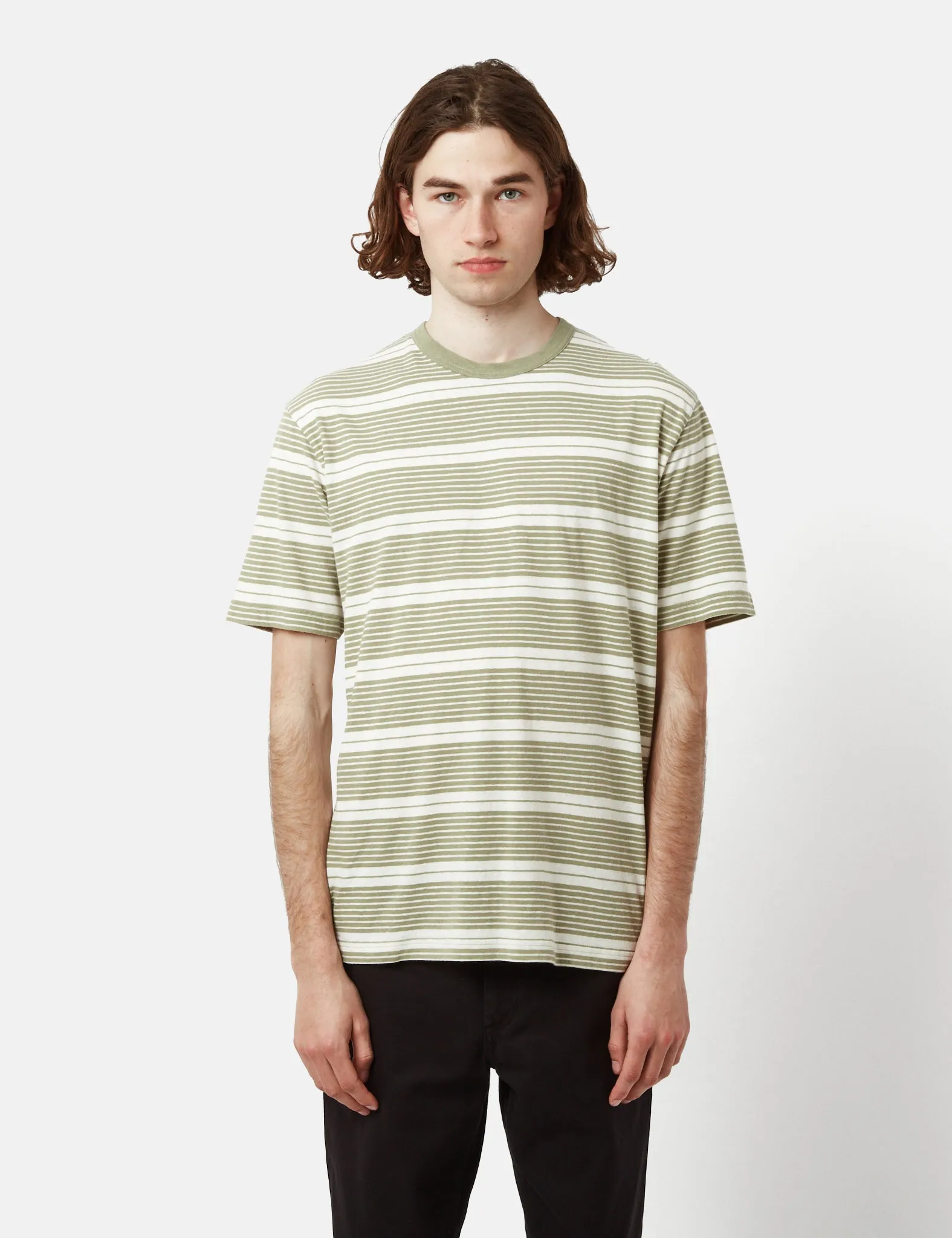 Norse Projects Johannes Stripe T-Shirt - Sunwashed Green sold by Article London