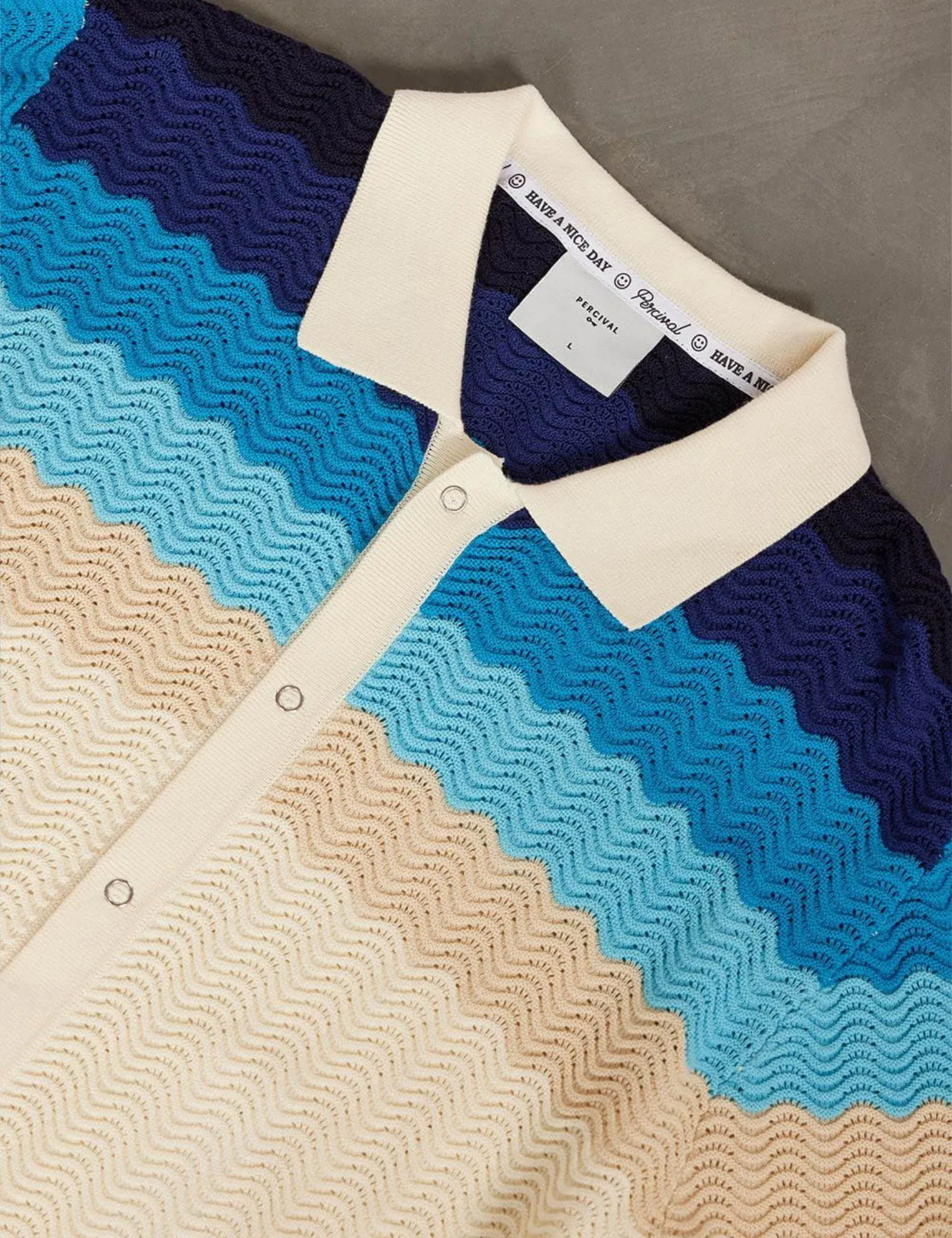 Percival Gum Drop Knitted Shirt (Cotton) - Blue sold by Article London product image thumbnail 4