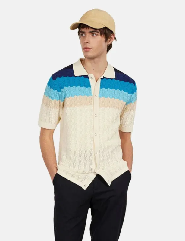 Percival Gum Drop Knitted Shirt (Cotton) - Blue sold by Article London