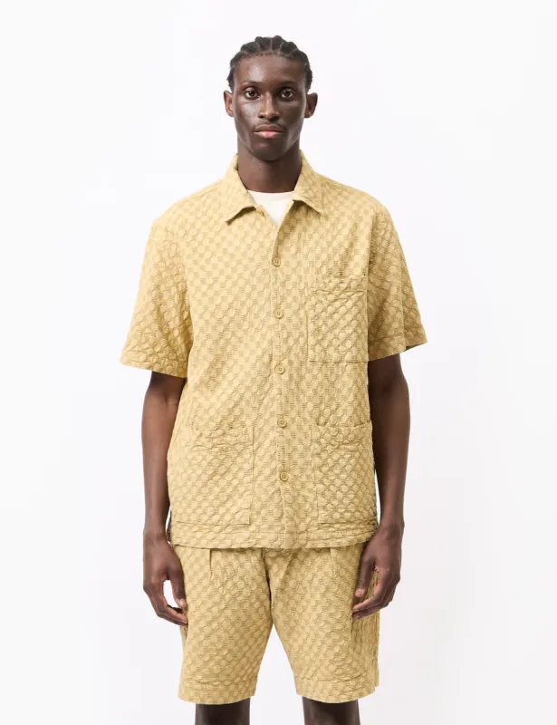 Universal Works Island Shirt (Dot Waffle) - Camel sold by Article London
