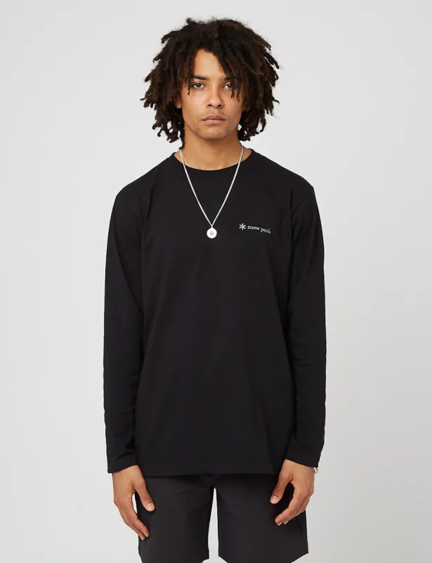 Snow Peak Printed Solid Stake Long Sleeve T-Shirt - Black sold by Article London
