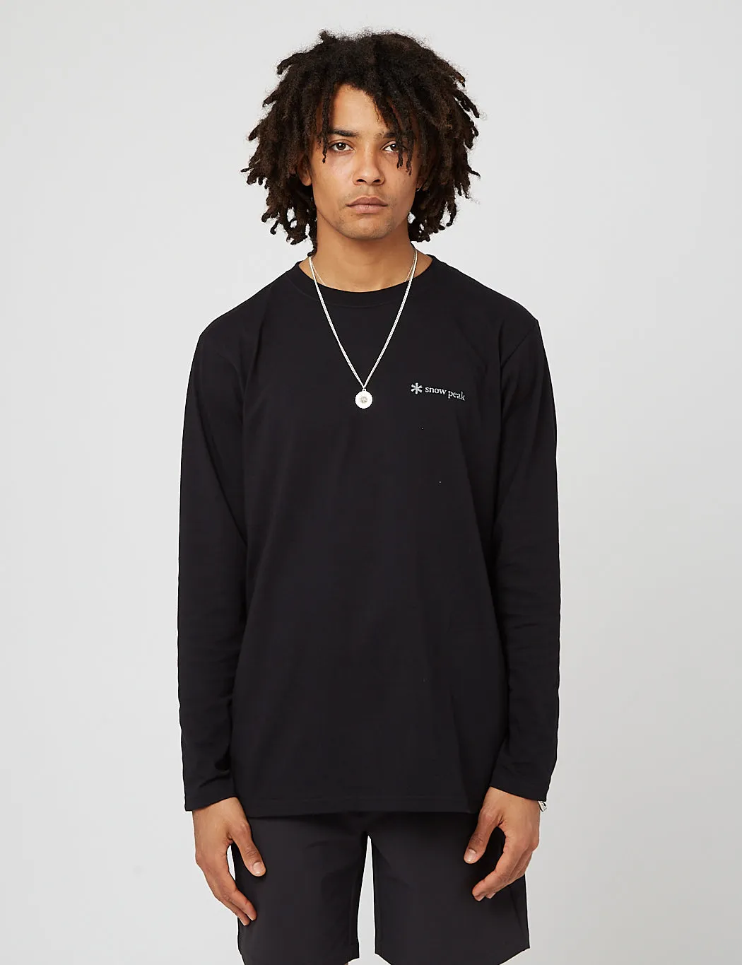 Snow Peak Printed Solid Stake Long Sleeve T-Shirt - Black sold by Article London