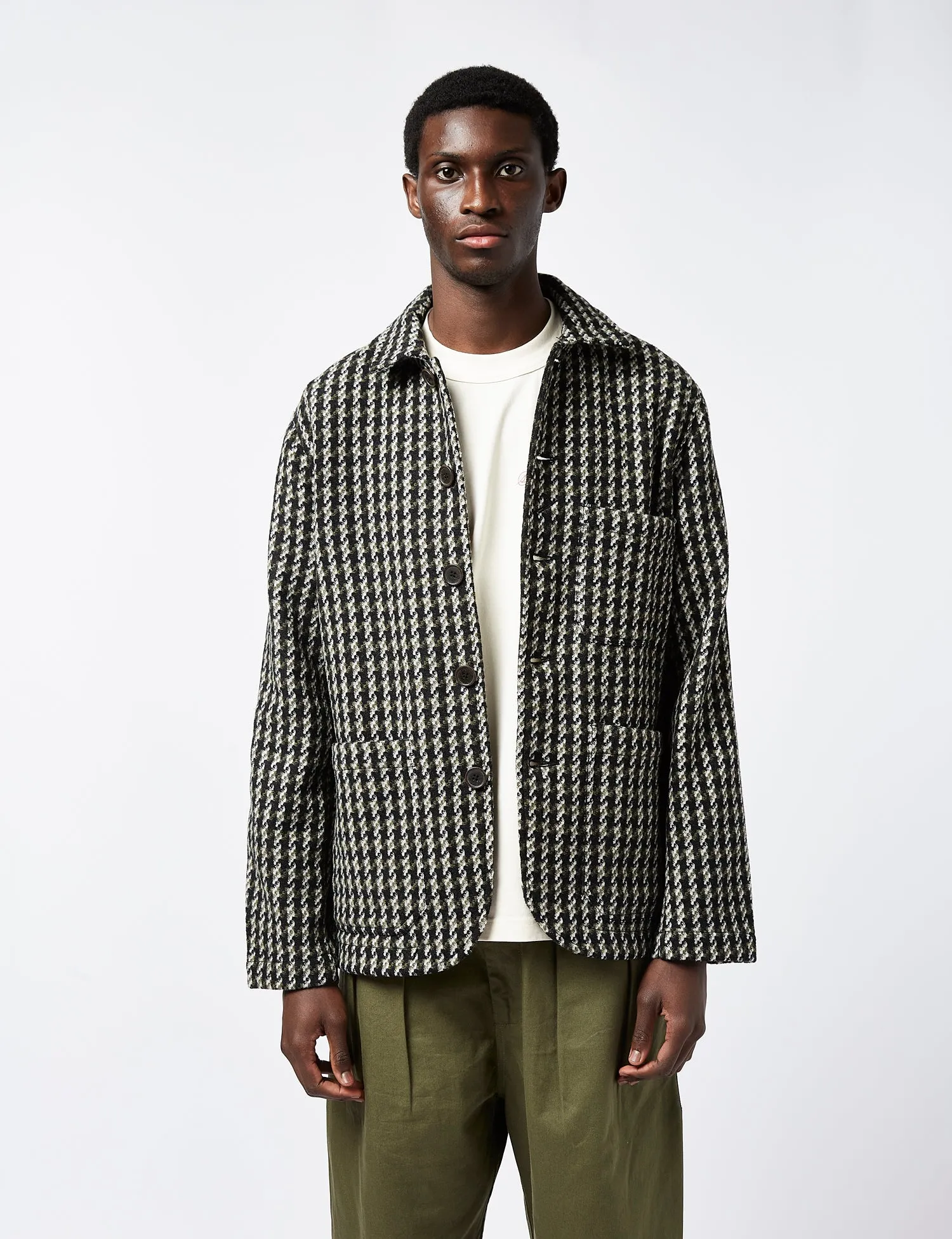 Universal Works Bakers V3 Chore Jacket (Tweed) - Olive Green sold by Article London product image thumbnail 3