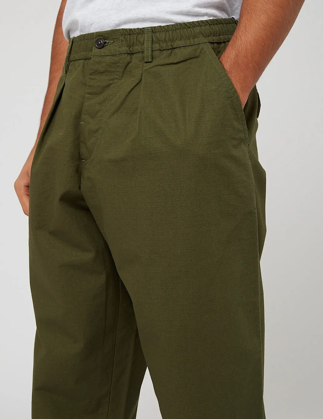 Universal Works Pleated Track Pant (Ripstop) - Olive Green sold by Article London product image thumbnail 2