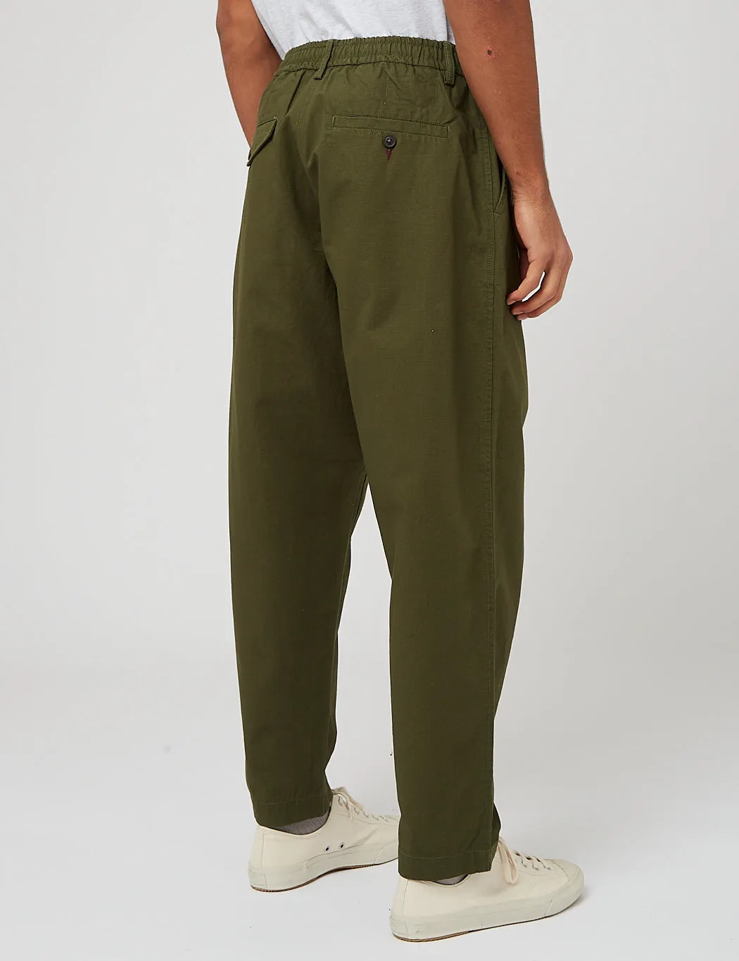 Universal Works Pleated Track Pant (Ripstop) - Olive Green sold by Article London product image thumbnail 4