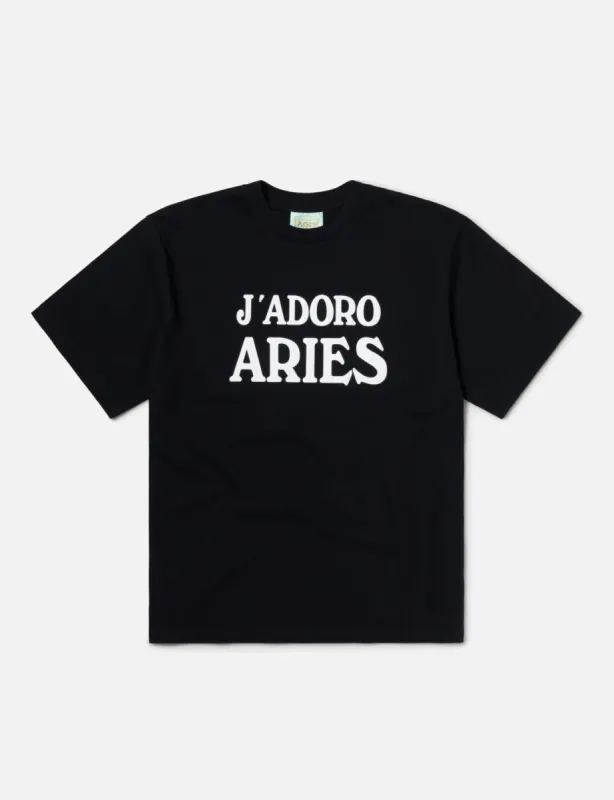 Aries J'Adoro Aries T-Shirt - Black sold by Article London