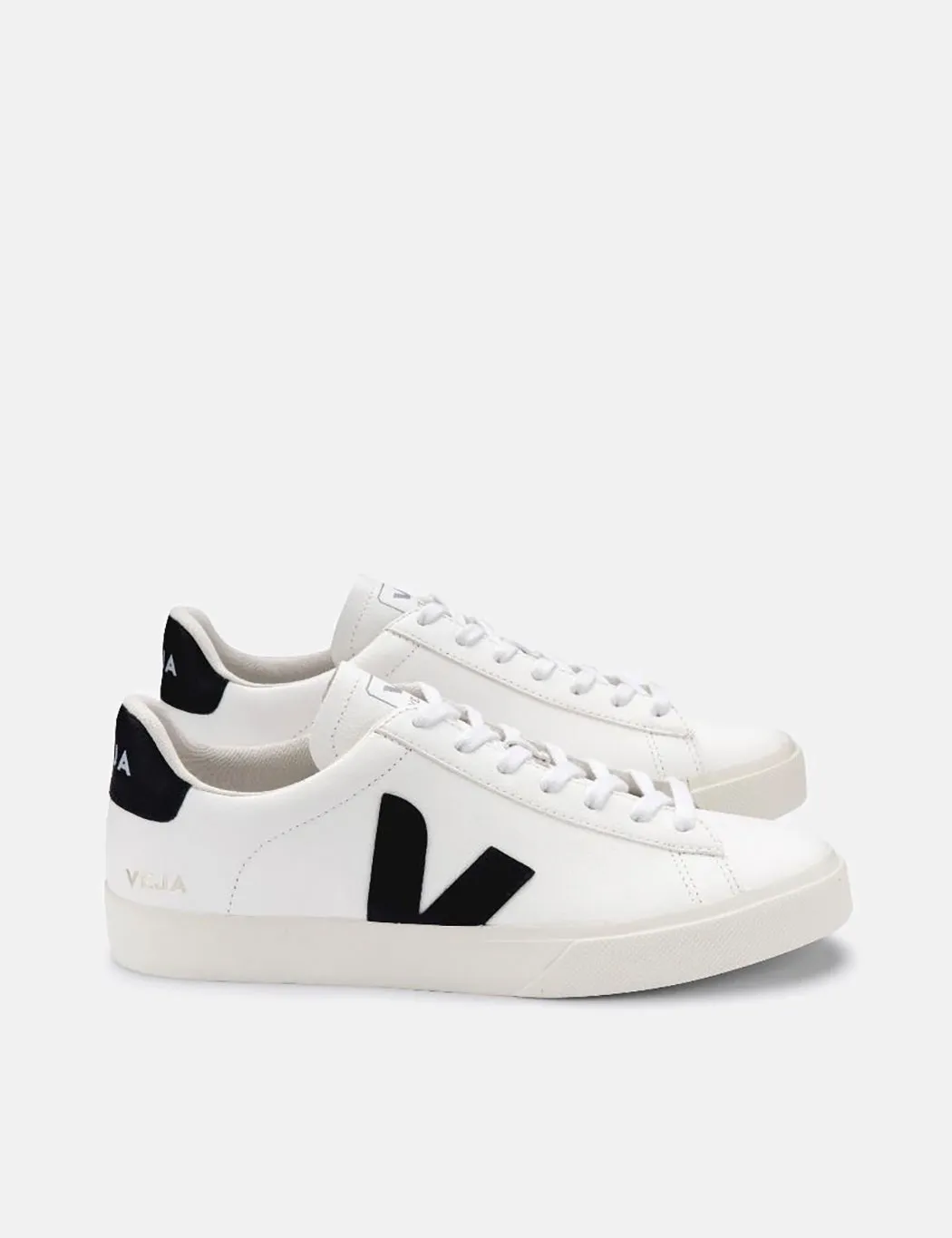 Womens Veja Campo Trainers (Chrome Free Leather) - White/Black sold by Article London