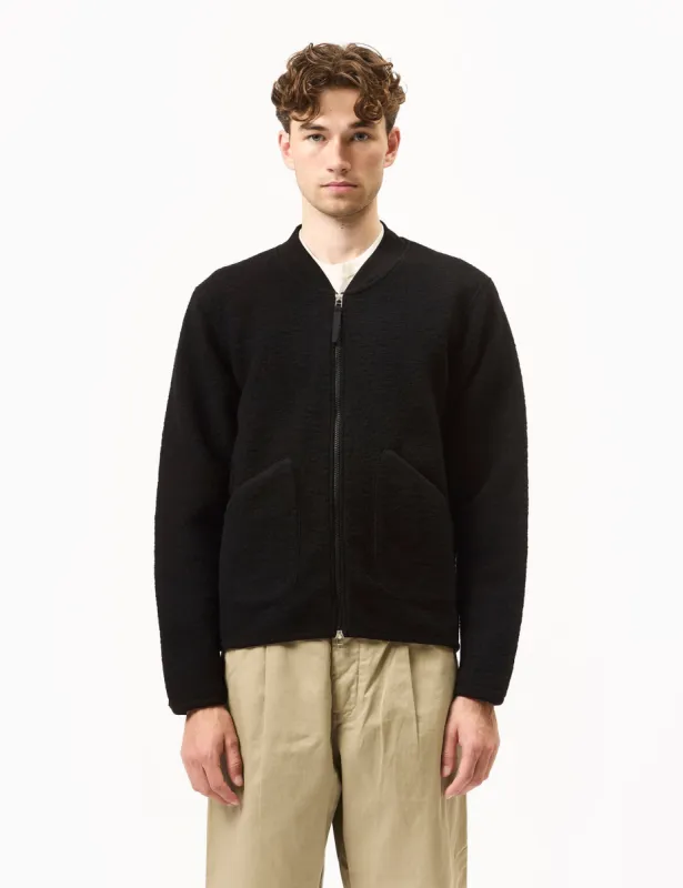 Universal Works Zip Bomber (Wool Fleece) - Black sold by Article London