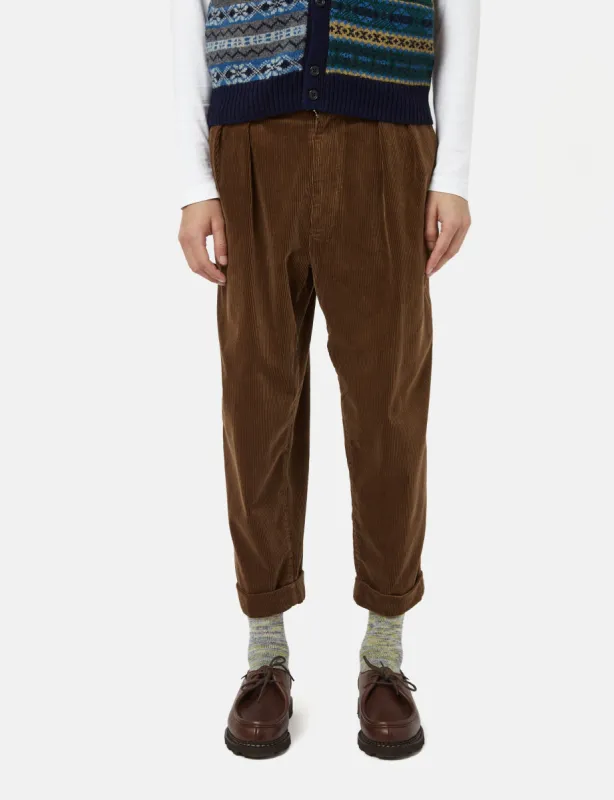 Beams Plus 2 Pleat Corduroy Pants - Golden Brown sold by Article London