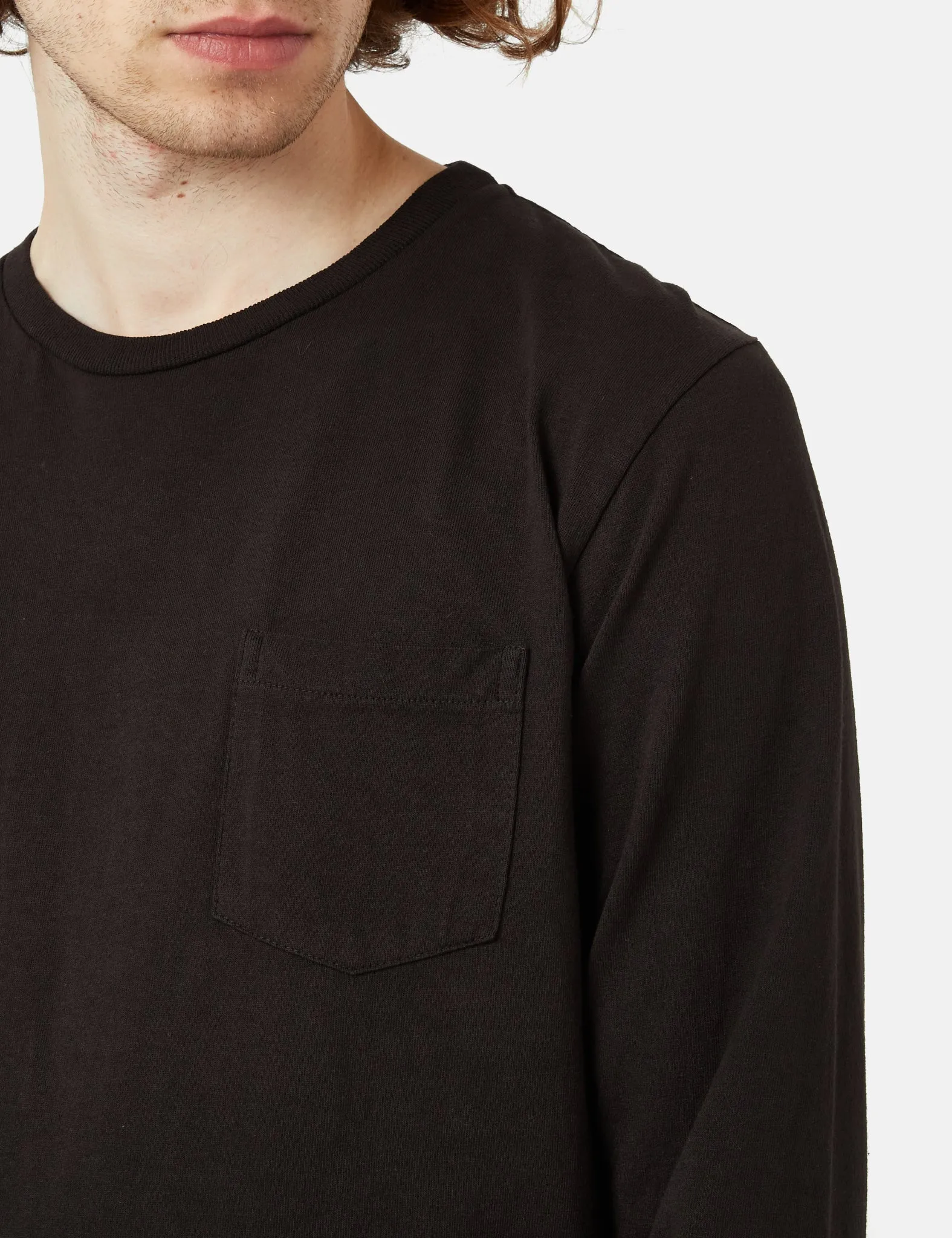 Velva Sheen USA Made Pocket Long Sleeve T-Shirt - Black sold by Article London product image thumbnail 2