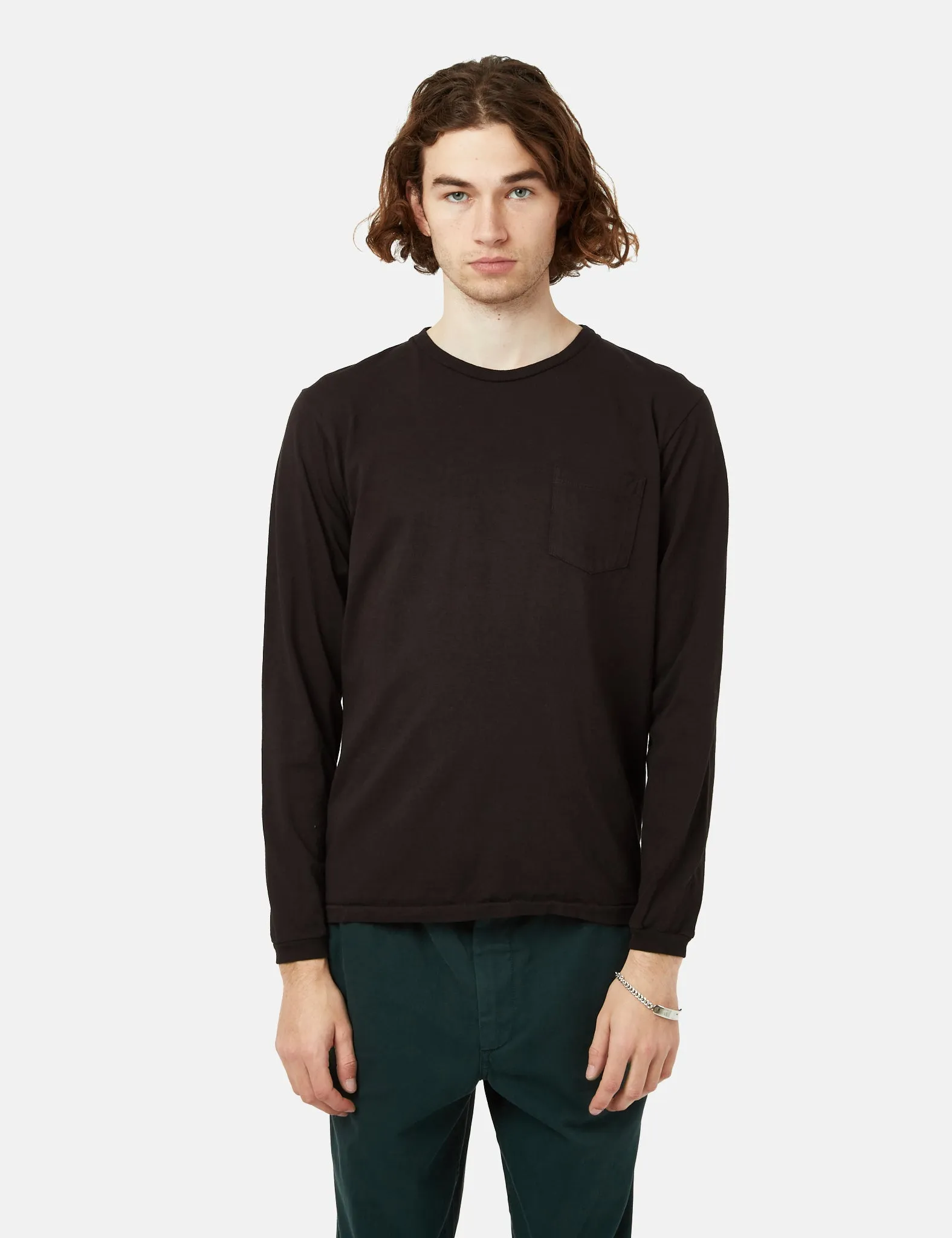Velva Sheen USA Made Pocket Long Sleeve T-Shirt - Black sold by Article London