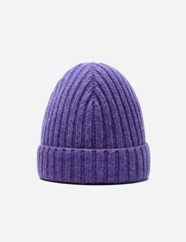 Bhode Rib Beanie Hat (Lambswool) - Heliotrope Purple sold by Article London