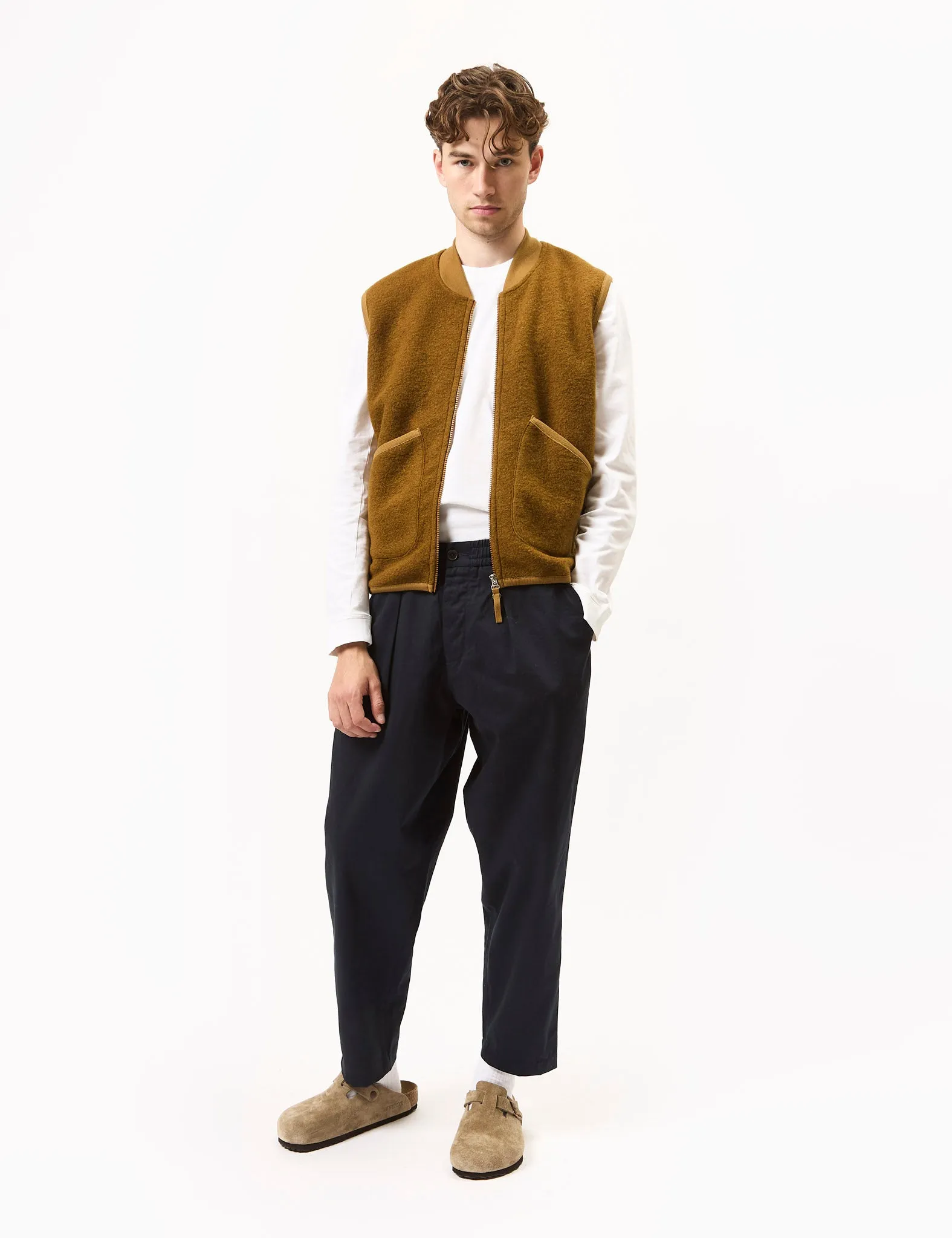 Universal Works Zip Waistcoat (Wool Fleece) - Mustard sold by Article London product image thumbnail 3