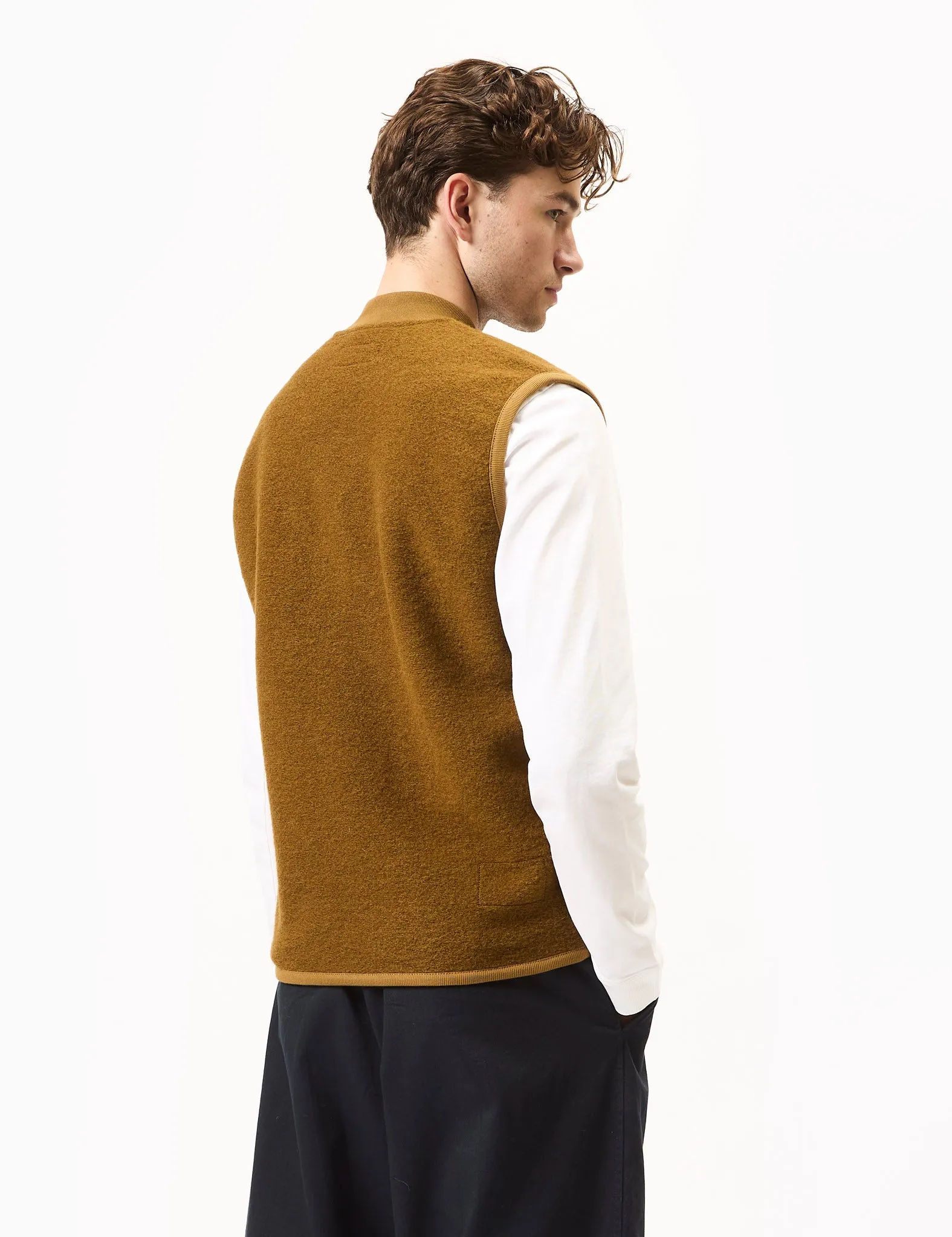 Universal Works Zip Waistcoat (Wool Fleece) - Mustard sold by Article London product image thumbnail 4