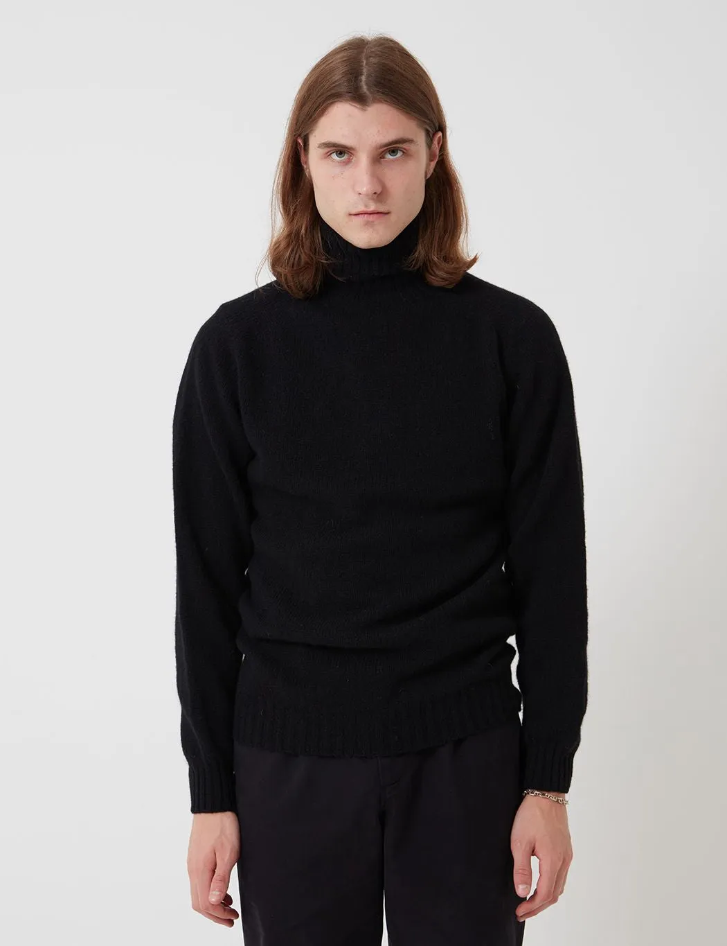 Bhode Lambswool Roll Neck Jumper (Made in Scotland) - Black sold by Article London
