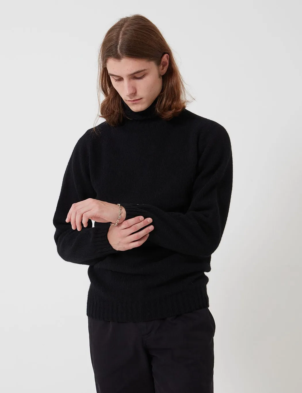 Bhode Lambswool Roll Neck Jumper (Made in Scotland) - Black sold by Article London product image thumbnail 3