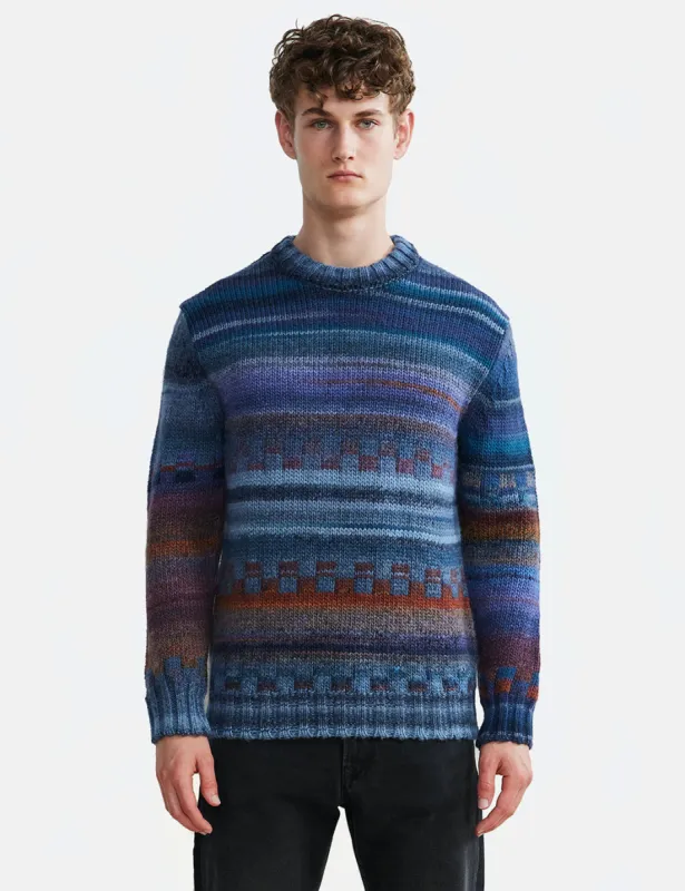 NN07 Jackson Wool Crewneck Sweater 6416 - Blue Multi | Parallel