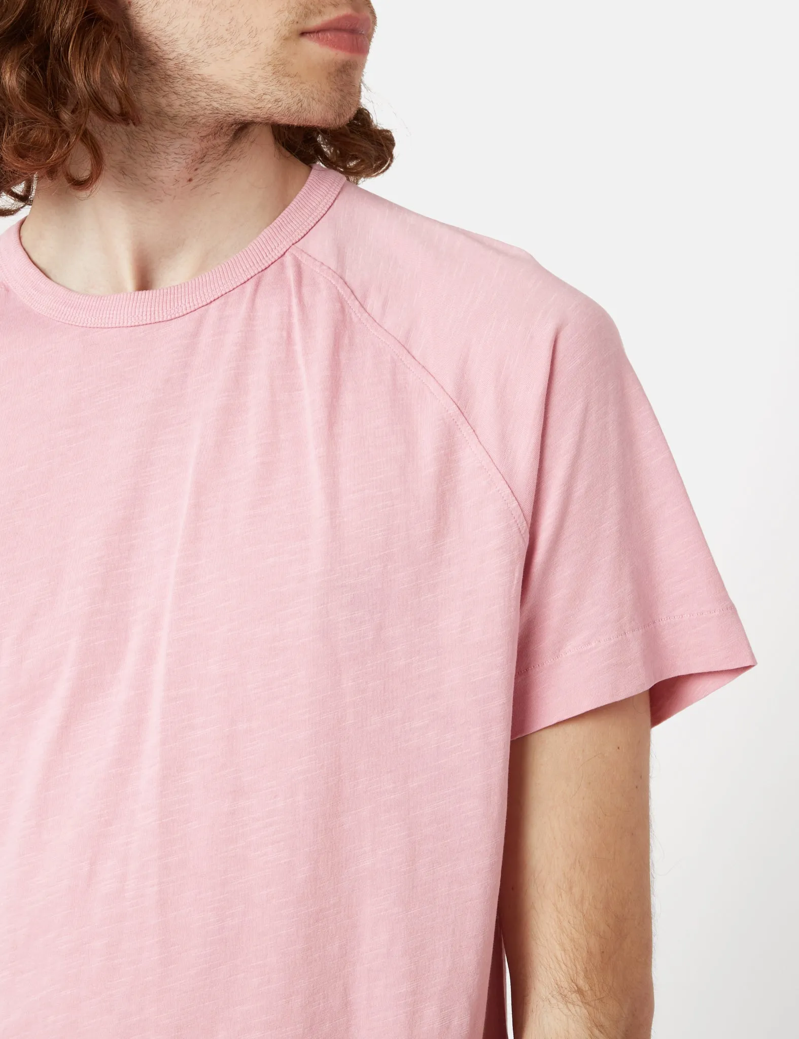 YMC Television Raglan T-Shirt (Organic Cotton) - Pink sold by Article London product image thumbnail 2