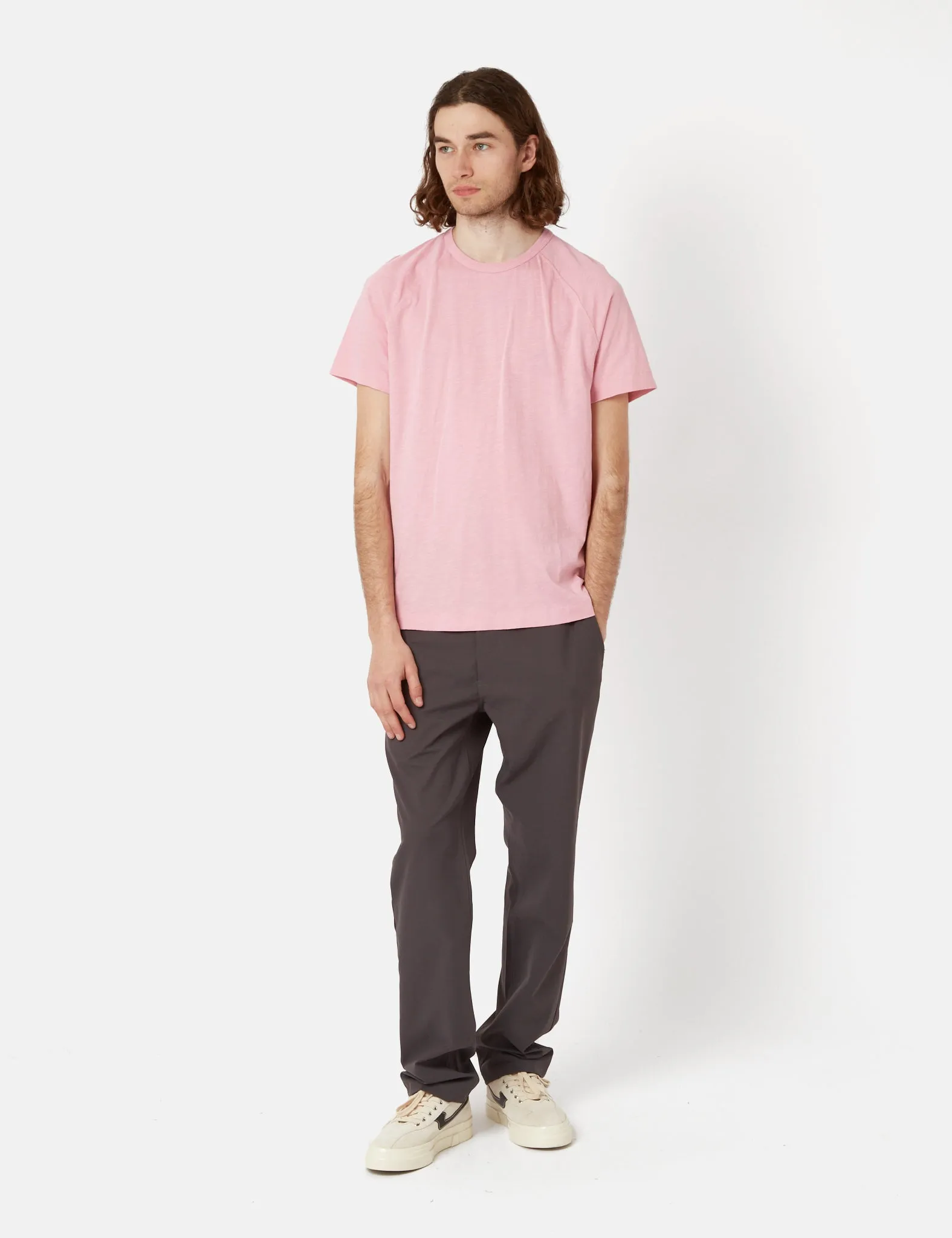 YMC Television Raglan T-Shirt (Organic Cotton) - Pink sold by Article London product image thumbnail 4