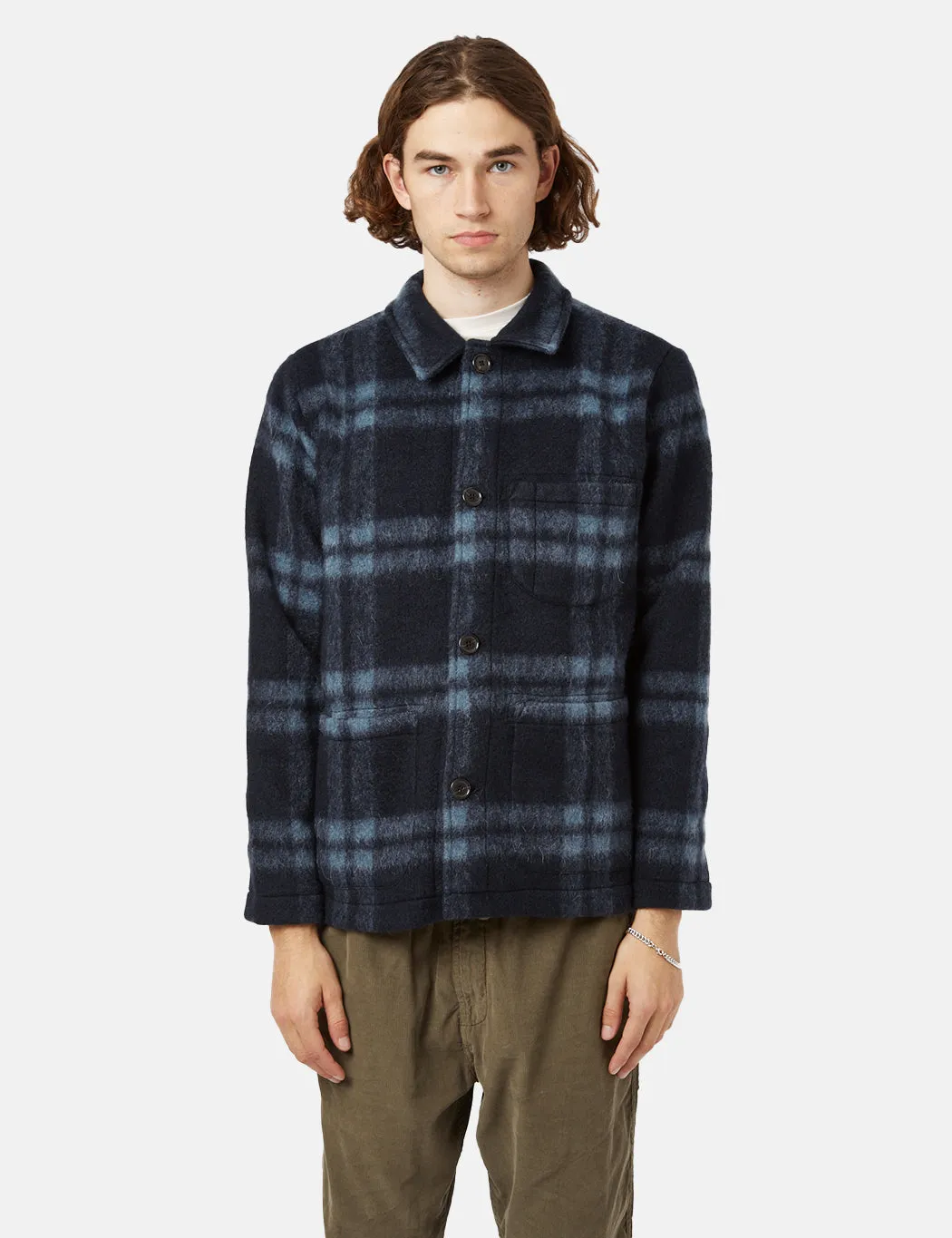 Universal Works Field Jacket (Fleece) - Navy Blue sold by Article London