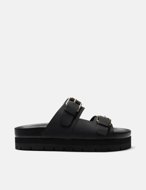Womens Grenson Flora Slides (Rubberised) - Black sold by Article London
