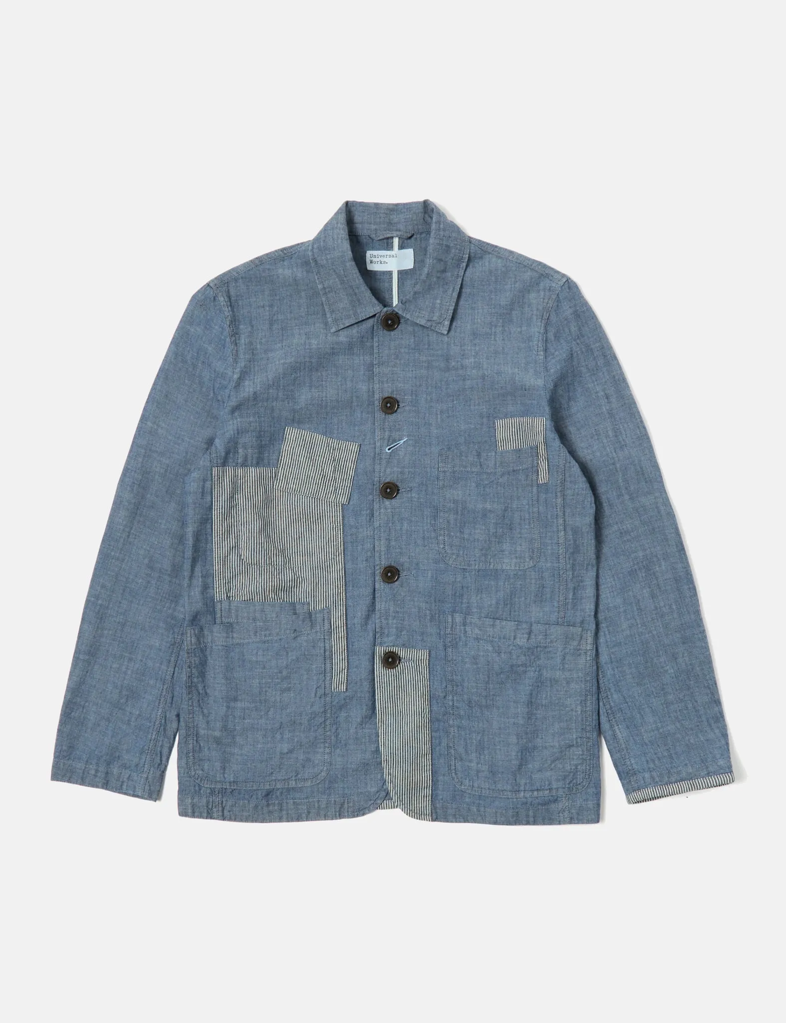 Universal Works Patched Bakers Jacket (Chambray/Hickory) - Indigo Blue sold by Article London product image thumbnail 5