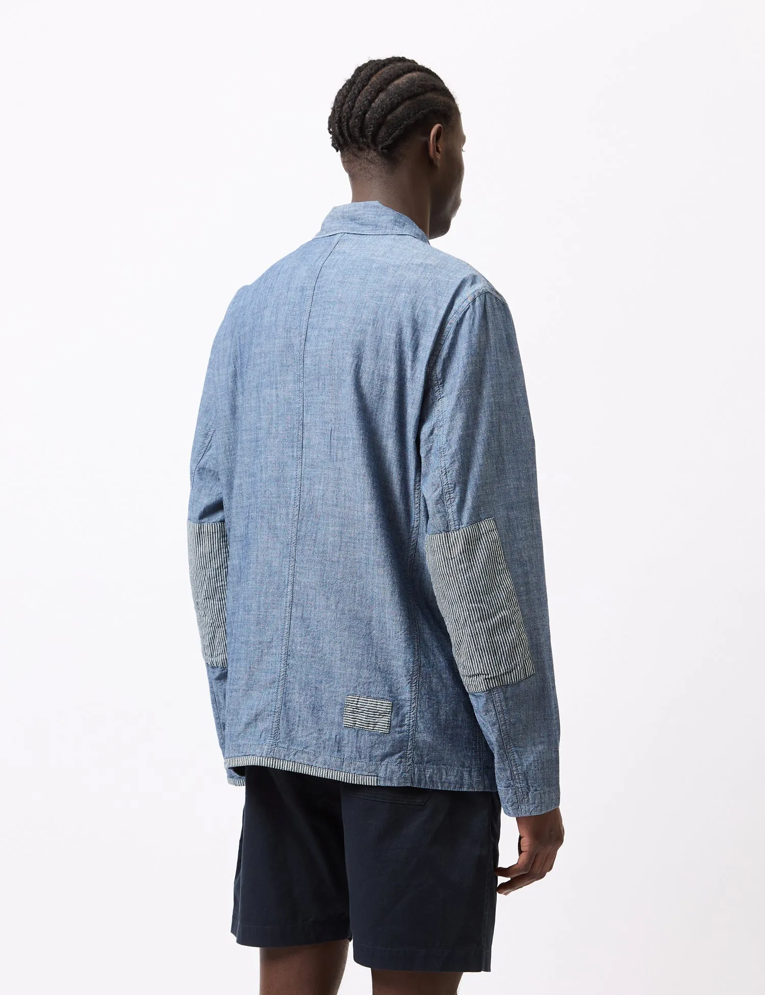 Universal Works Patched Bakers Jacket (Chambray/Hickory) - Indigo Blue sold by Article London product image thumbnail 4