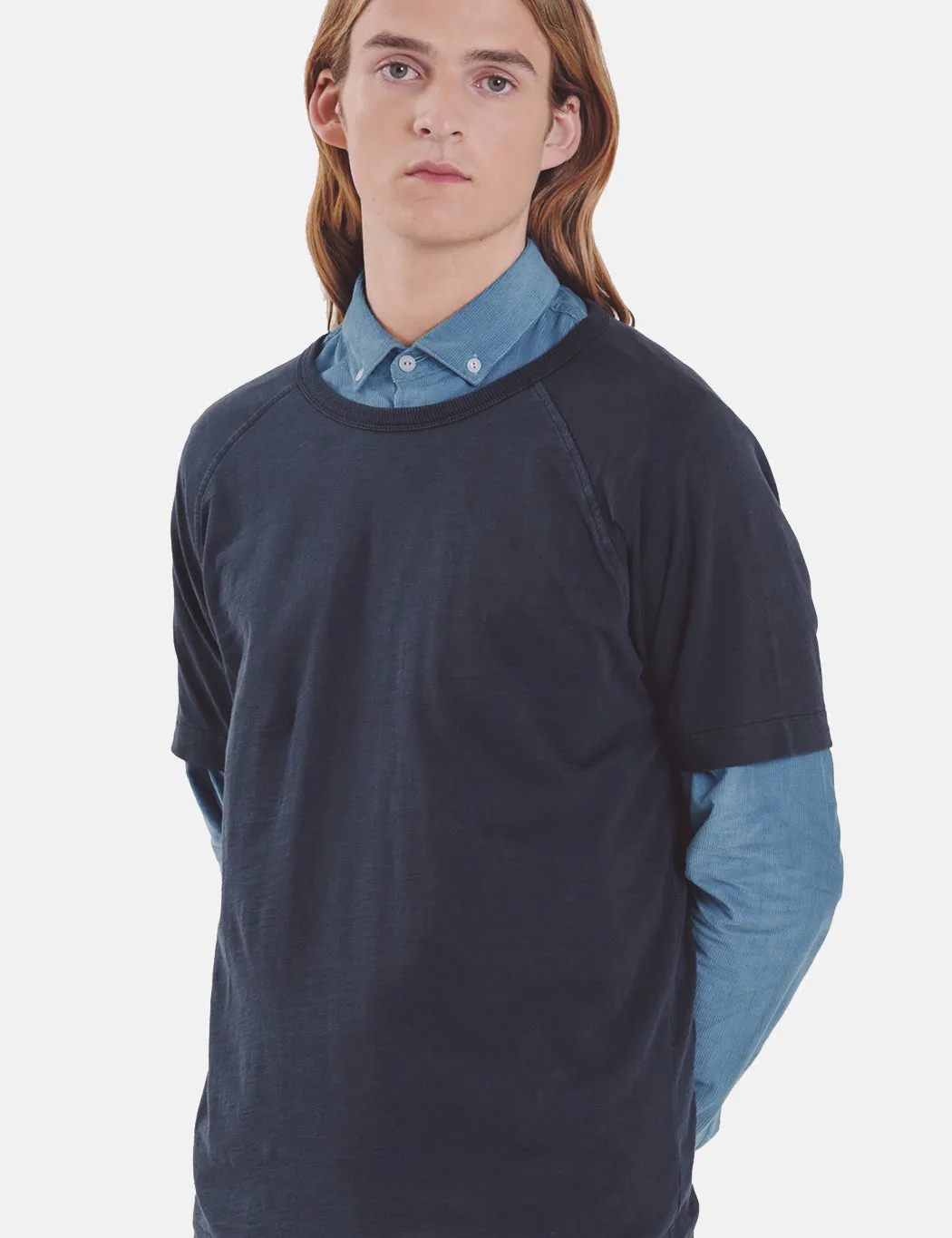 YMC Television Raglan T-Shirt - Navy Blue sold by Article London product image thumbnail 2