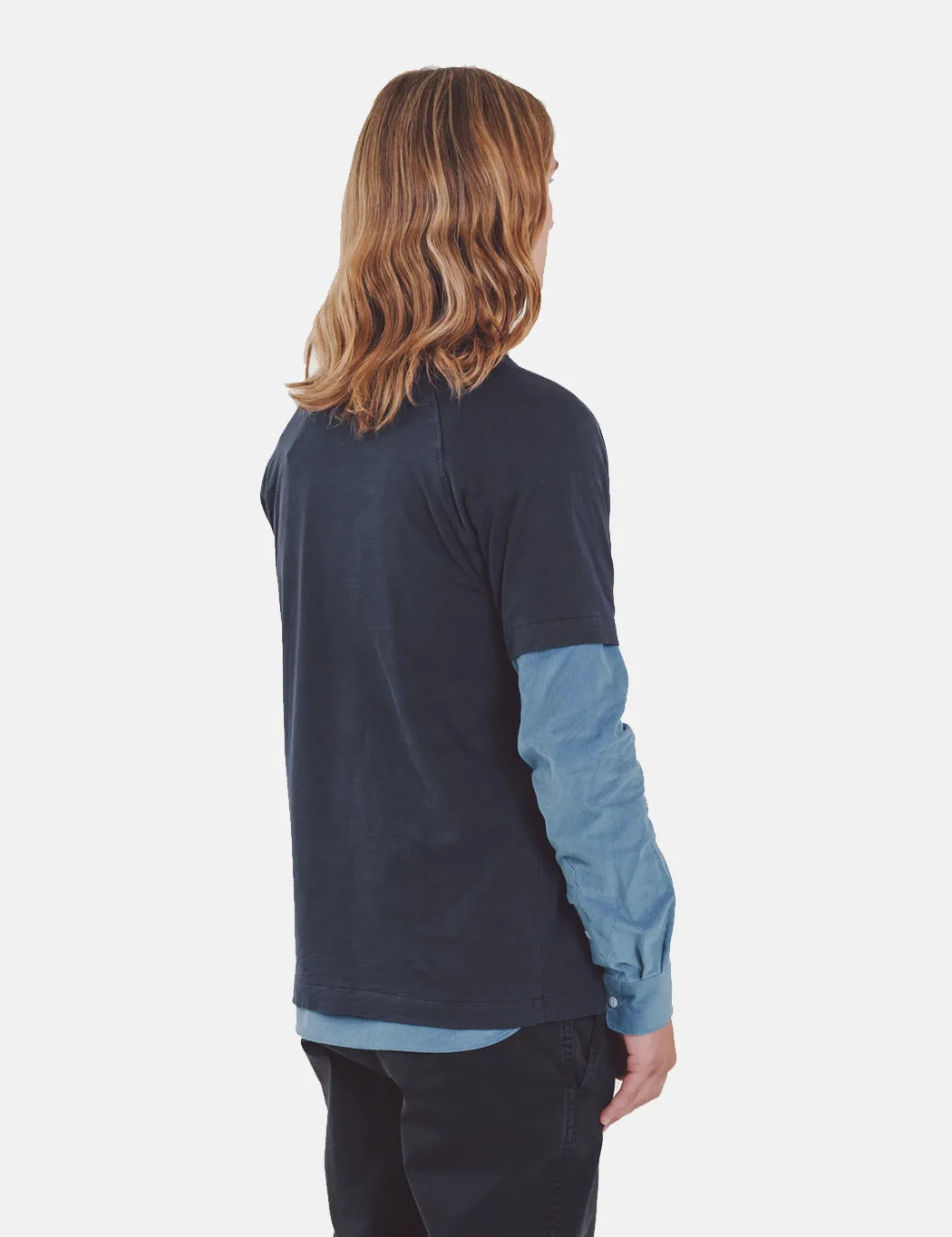 YMC Television Raglan T-Shirt - Navy Blue sold by Article London product image thumbnail 3