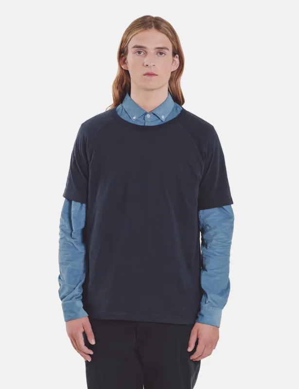 YMC Television Raglan T-Shirt - Navy Blue sold by Article London