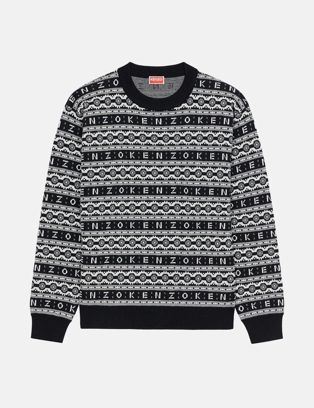 Kenzo Jacquard Regular Jumper (Merino Wool) - Black sold by Article London