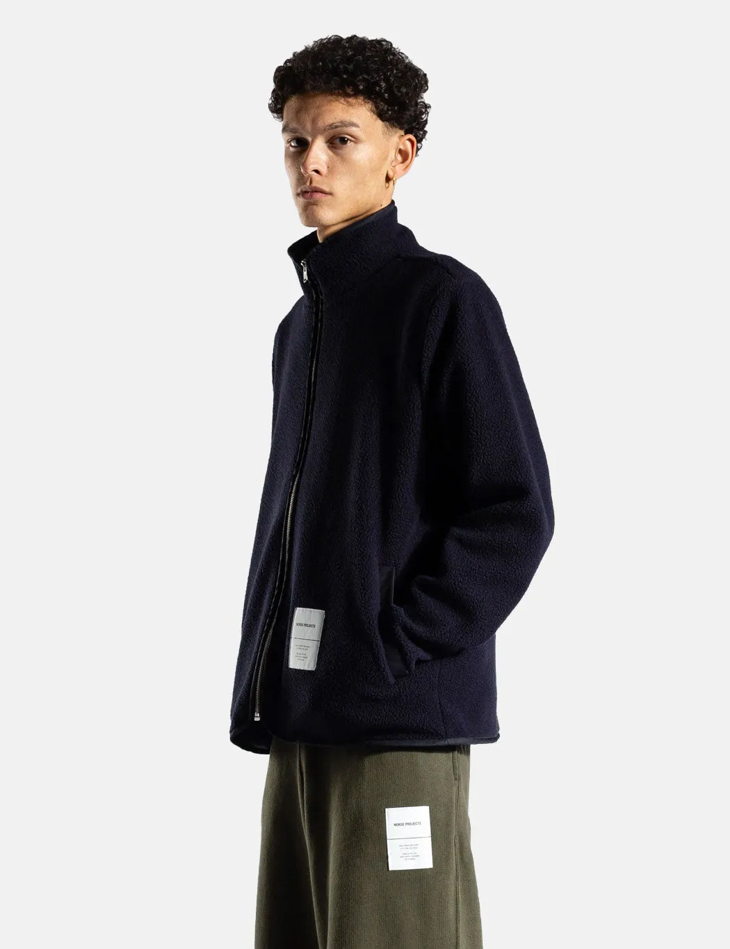 Norse Projects Frederik Tab Series Fleece Jacket - Dark Navy Blue sold by Article London product image thumbnail 4