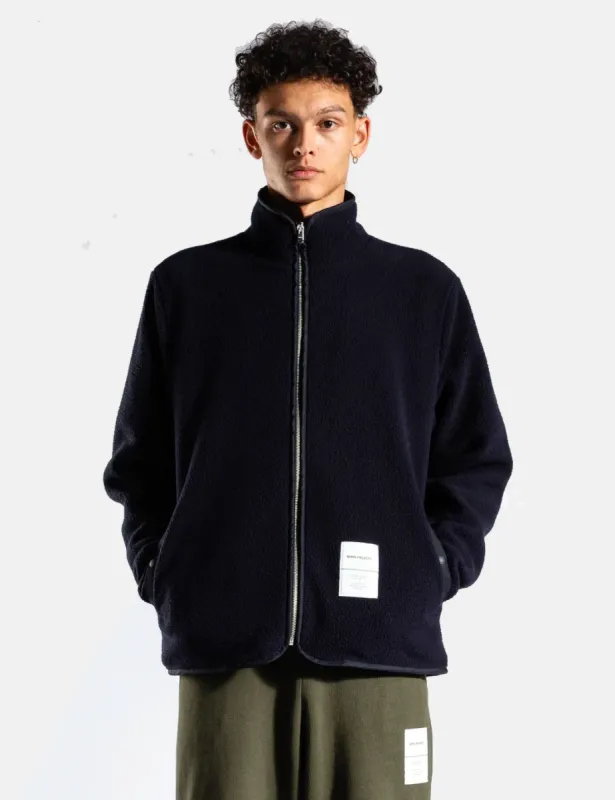 Norse Projects Frederik Tab Series Fleece Jacket - Dark Navy Blue sold by Article London