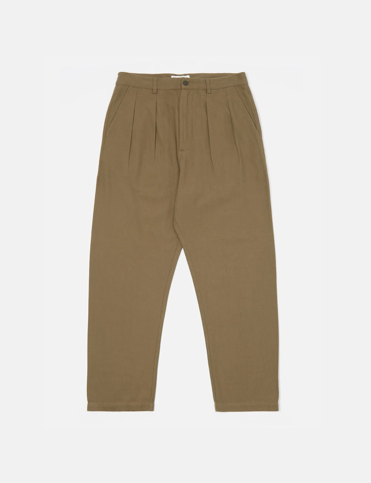 Universal Works Double Pleat Pant (Wide/Tapered) - Olive Green sold by Article London
