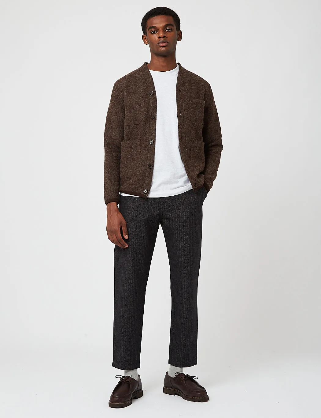 Universal Works Cardigan (Wool Fleece) - Brown sold by Article London product image thumbnail 3