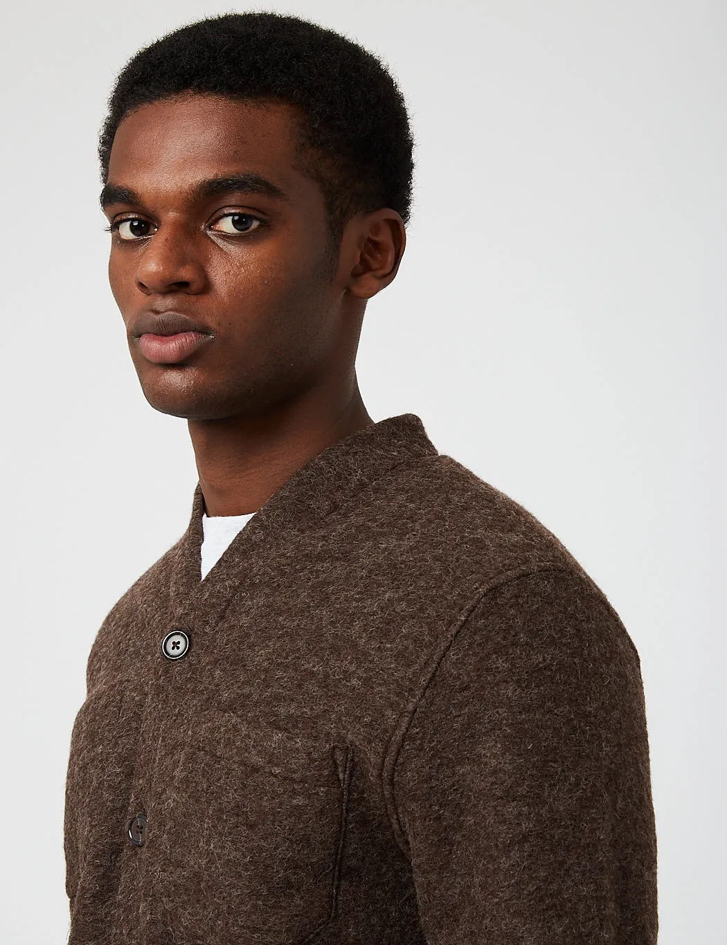 Universal Works Cardigan (Wool Fleece) - Brown sold by Article London product image thumbnail 2