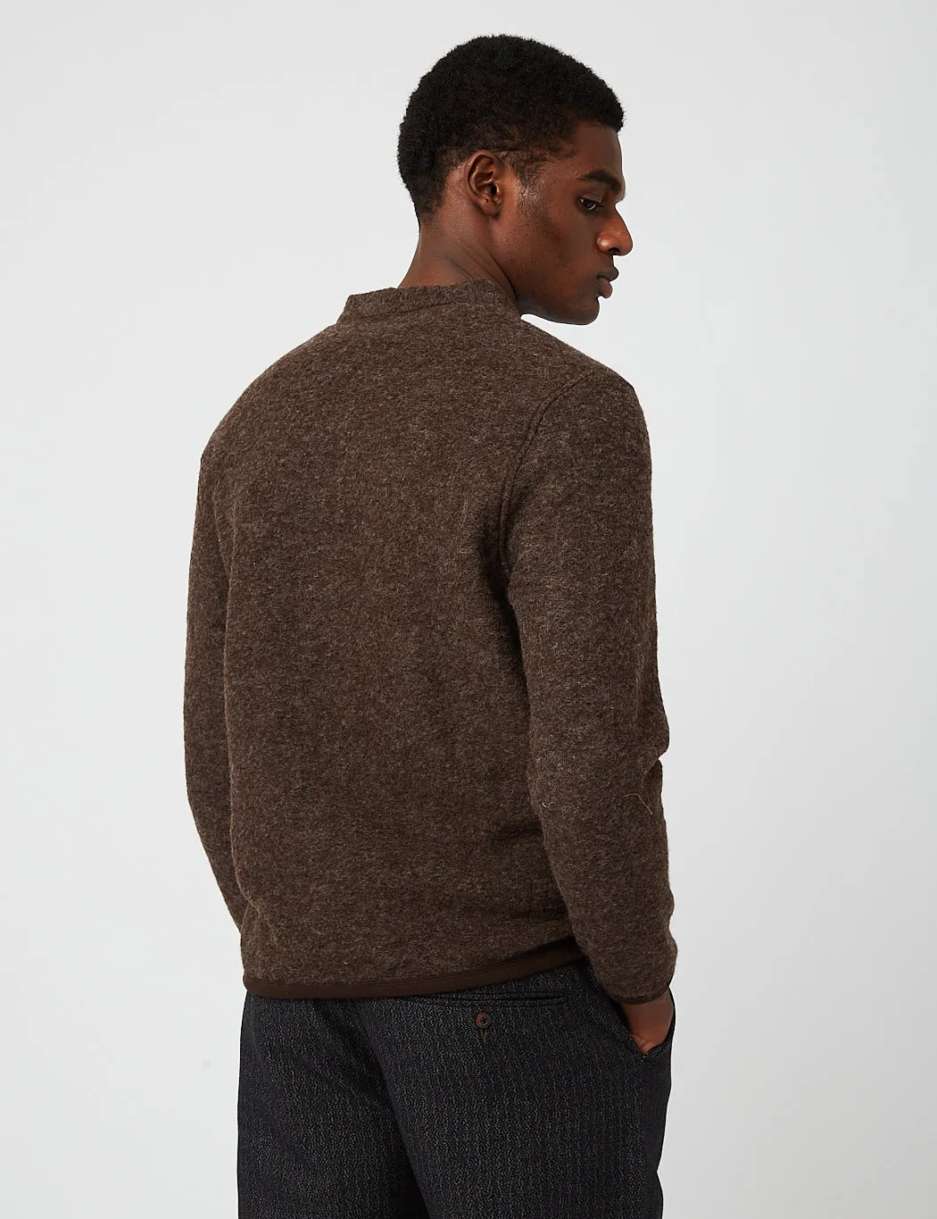 Universal Works Cardigan (Wool Fleece) - Brown sold by Article London product image thumbnail 5