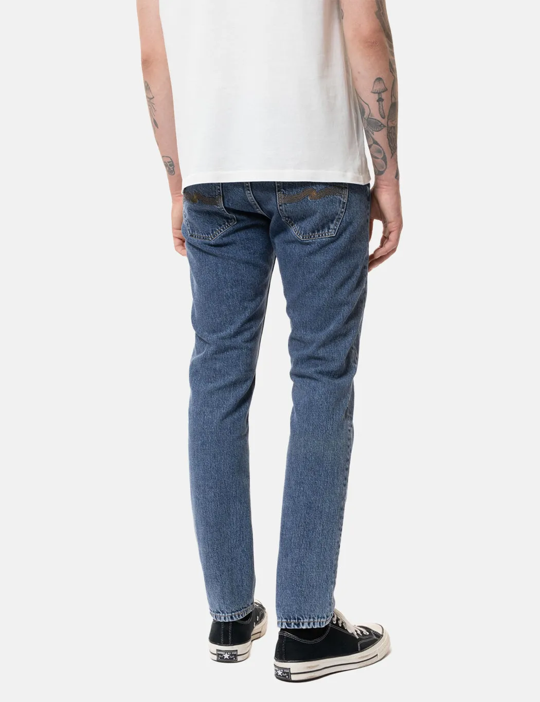 Nudie Lean Dean Jeans (Slim) - Plain Stone Blue sold by Article London product image thumbnail 3