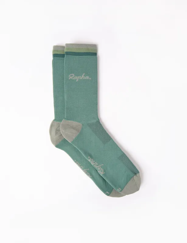Rapha Logo Socks - Racing Green/Light Blue made by Article London