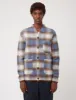 Universal Works Cardigan (Checked Wool Fleece) - Blue/Brown sold by Article London