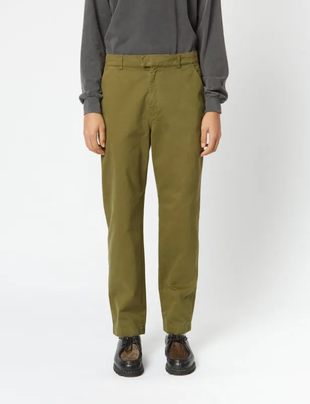 Bhode Everyday Pant Italian Cotton (Relaxed, Straight) - Olive Green sold by Article London