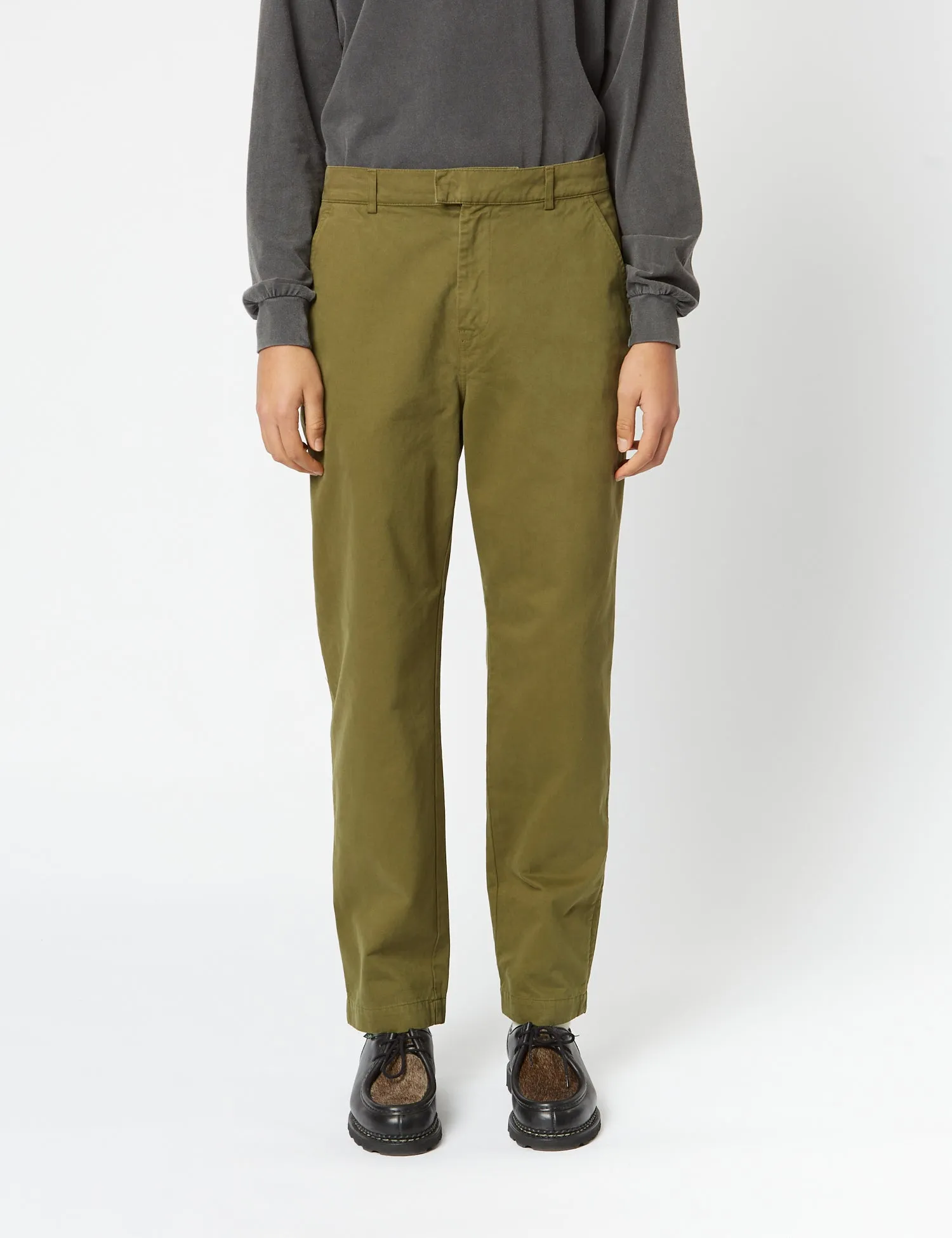 Bhode Everyday Pant Italian Cotton (Relaxed, Straight) - Olive Green sold by Article London