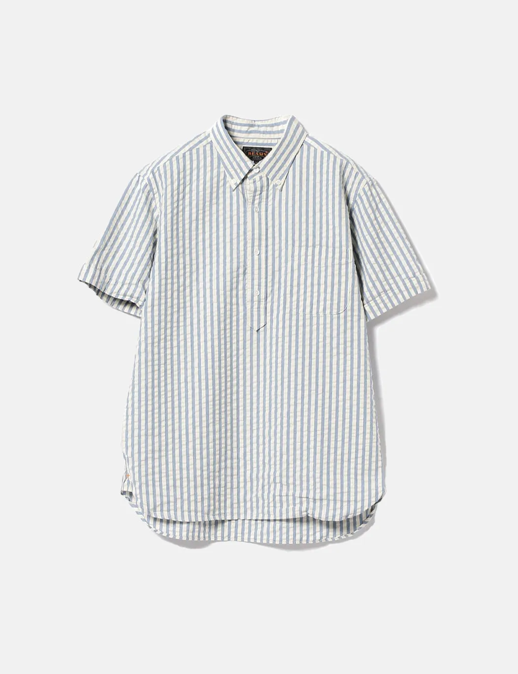 Beams Plus B.D Short Sleeve Pullover Shirt (Seersucker) - Indigo Blue sold by Article London product image thumbnail 4