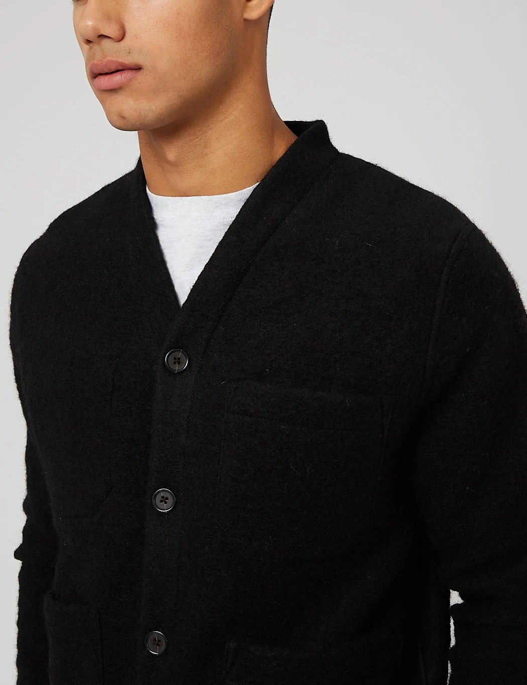 Universal Works Cardigan (Wool Fleece) - Black sold by Article London product image thumbnail 2